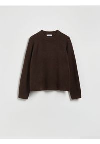 Reserved - Sweter z domieszką wełny - ciemnobrązowy. Kolor: brązowy. Materiał: wełna