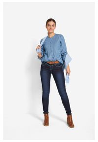 bonprix - Dżinsy Skinny Mid Waist, kontrastowe szwy. Kolor: niebieski #2