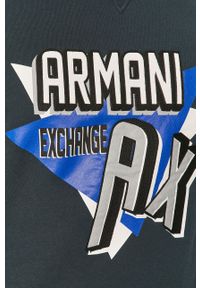 Armani Exchange - Bluza. Okazja: na co dzień. Typ kołnierza: bez kaptura. Kolor: niebieski. Materiał: bawełna, poliester, dzianina. Wzór: nadruk. Styl: casual #2