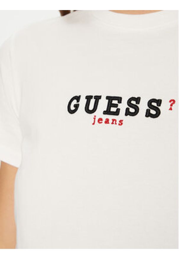 Guess Jeans T-Shirt W5RI54 J1314 Biały Regular Fit. Kolor: biały. Materiał: bawełna