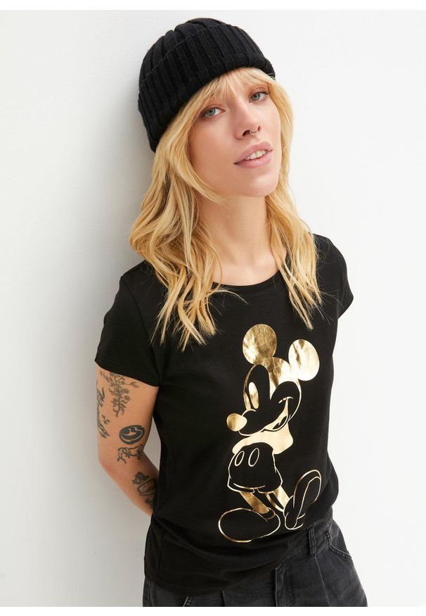 bonprix - Bluza z nadrukiem Myszki Miki. Kolor: czarny. Wzór: nadruk