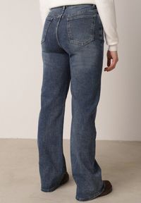 Born2be - Niebieskie Szerokie Jeansy z Bawełną i Domieszką Wiskozy z Wysokim Stanem Crianise. Okazja: na co dzień. Stan: podwyższony. Kolekcja: plus size. Kolor: niebieski. Styl: klasyczny, casual #3