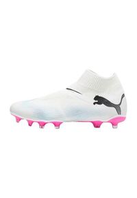 Buty piłkarskie męskie Puma Future 7 Match+ Ll Fg ag. Zapięcie: bez zapięcia. Kolor: biały, wielokolorowy. Materiał: syntetyk, materiał. Szerokość cholewki: normalna. Sport: piłka nożna