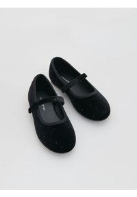 Reserved - Czarne welurowe baleriny - czarny. Kolor: czarny. Materiał: welur #1