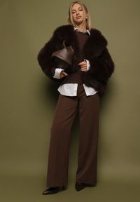 Born2be - Brązowa Kurtka Futerko z Kapturem i Kieszeniami Acantte. Okazja: na co dzień. Typ kołnierza: kaptur. Kolor: brązowy. Materiał: futro. Styl: casual, elegancki #7