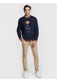 Polo Ralph Lauren Sweter 710860374001 Granatowy Regular Fit. Typ kołnierza: polo. Kolor: niebieski. Materiał: denim, bawełna #4