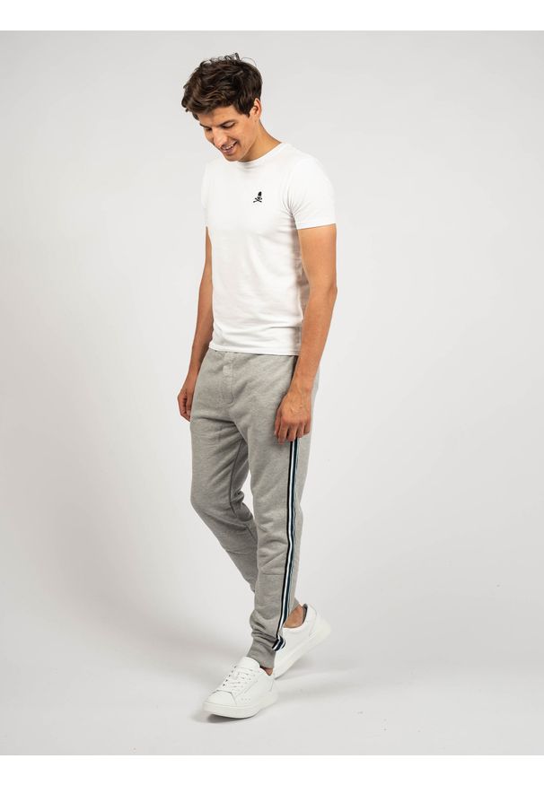 Les Hommes Spodnie "Jogging" | UHJ101752U | Jogging Pants | Mężczyzna | Szary. Kolor: szary. Materiał: poliester, bawełna. Wzór: aplikacja