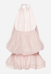 Born2be - Różowa Sukienka z Bawełną Falbanką i Odkrytymi Plecami Firavette. Kolor: różowy. Materiał: bawełna. Sezon: lato. Styl: elegancki #7