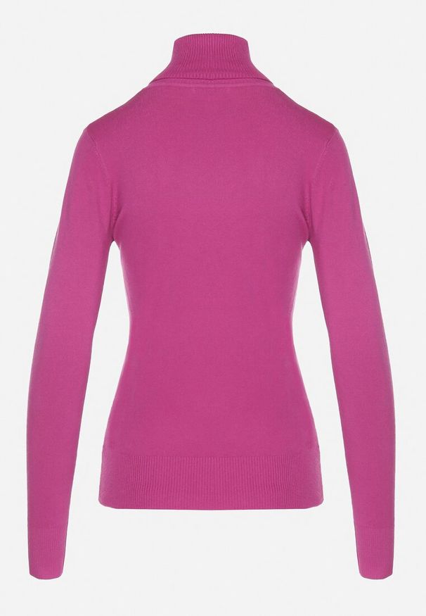Born2be - Ciemnoróżowy Golf Sweter z Wiskozą i Kaszmirem Zailaya. Okazja: na co dzień. Typ kołnierza: golf. Kolor: fioletowy. Materiał: wiskoza, kaszmir. Styl: casual