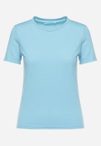 Born2be - Jasnoniebieski Gładki T-shirt z Krótkim Rękawem Elldora. Okazja: na co dzień. Kolor: niebieski. Materiał: jeans. Długość rękawa: krótki rękaw. Długość: krótkie. Wzór: gładki. Styl: klasyczny, casual, elegancki #3