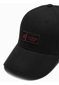 Ombre Clothing - Męska czapka z daszkiem bejsbolówka z patchem – czarna V1. Kolor: czarny. Materiał: bawełna. Wzór: aplikacja, ze splotem. Styl: casual #3
