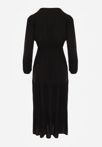 Renee - Czarna Sukienka Rozkloszowana z Falbanką i Koronką Kiaya. Kolor: czarny. Materiał: koronka. Wzór: koronka. Długość: maxi #3