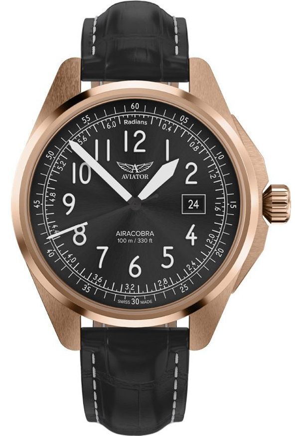 AVIATOR - Zegarek Aviator Zegarek męski Aviator V.1.38.2.322.4 czarny. Kolor: czarny
