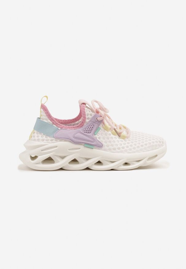 Renee - Fioletowe Sneakersy z Siateczki na Piankowej Podeszwie z Wycięciami Sanilova. Kolor: fioletowy. Wzór: aplikacja