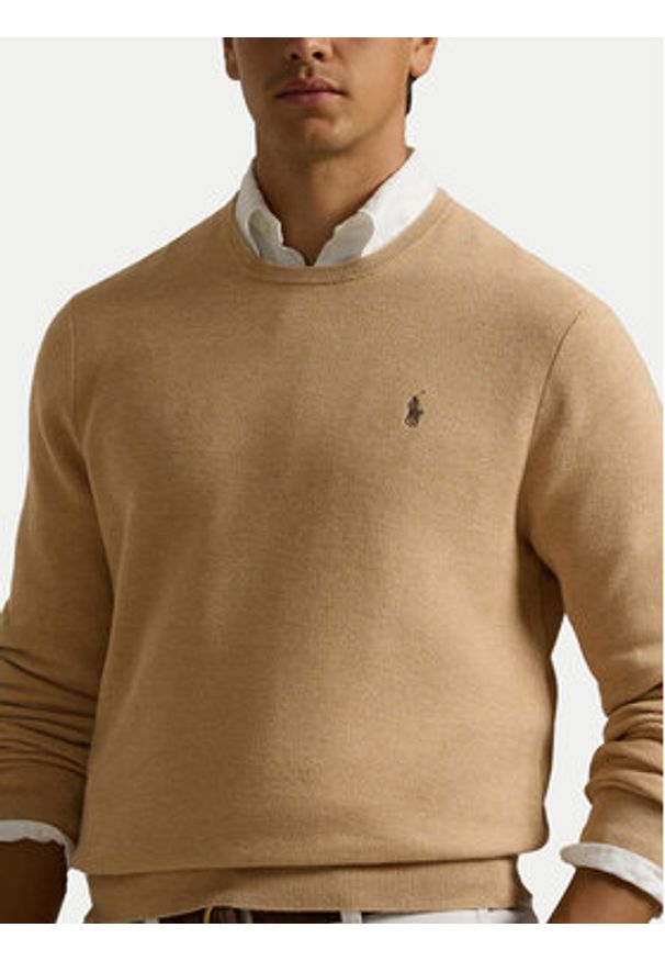 Polo Ralph Lauren Sweter 710918163502 Beżowy Regular Fit. Typ kołnierza: polo. Kolor: beżowy. Materiał: bawełna