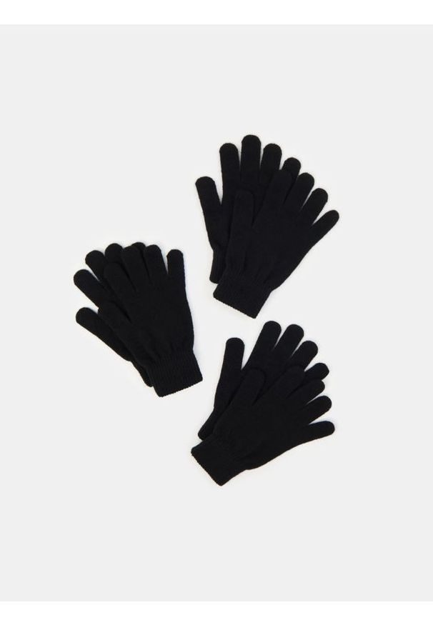 Sinsay - Rękawiczki mitenki 3 pack - czarny. Kolor: czarny
