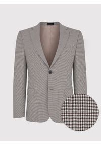 Pako Lorente - PAKO LORENTE – Brązowa marynarka garniturowa w kratkę. Kolor: brązowy. Materiał: poliester, elastan, wiskoza. Wzór: kratka #1