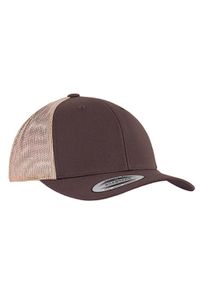 FLEXFIT - Dwukolorowa Czapka Trucker Retro. Kolor: brązowy, zielony, wielokolorowy. Styl: retro