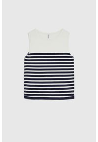 MOODO - Top w paski biały. Kolor: biały. Materiał: wiskoza, poliamid. Wzór: paski #1