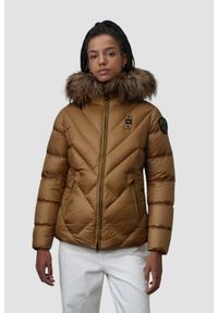 Blauer USA - BLAUER Brązowa kurtka damska Alicia Short Jackets, Rozmiar M. Kolor: brązowy. Materiał: poliamid, puch, futro. Styl: elegancki #1