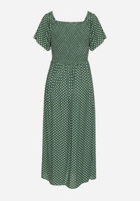 Born2be - Zielona Sukienka z Bawełny o Rozkloszowanym Kroju w Kropeczki Lisadrisa. Okazja: na co dzień, na imprezę. Kolor: zielony. Materiał: bawełna. Długość rękawa: krótki rękaw. Styl: klasyczny, casual, elegancki #6