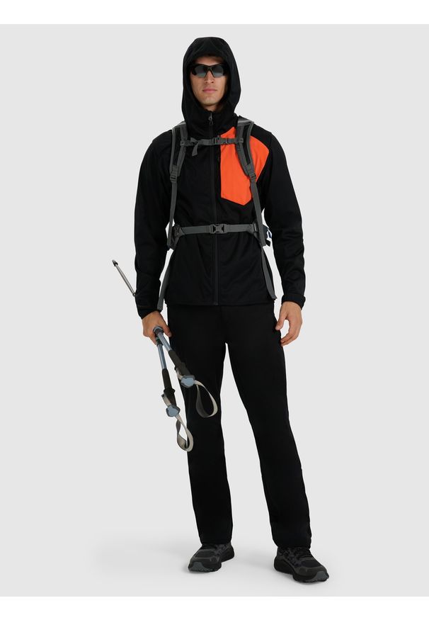 4f - 4F Kurtka softshell wiatroodporna membrana 8000 męska - czarna 3XL. Kolor: czarny. Materiał: softshell