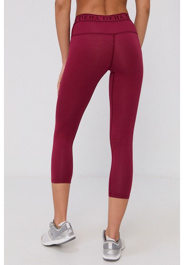 Deha - Legginsy sportowe. Kolor: czerwony. Materiał: włókno, dzianina, materiał, syntetyk. Wzór: gładki. Styl: sportowy