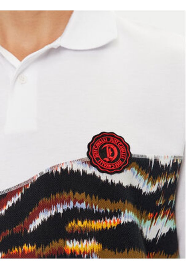Just Cavalli Polo 76OAG6R1 Biały Regular Fit. Typ kołnierza: polo. Kolor: biały. Materiał: bawełna