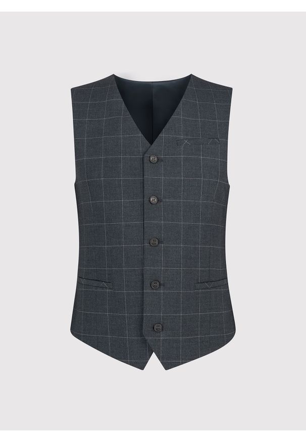 Pako Lorente - PAKO LORENTE – Szara garniturowa kamizelka w kratę. Kolor: szary. Materiał: wiskoza, poliester, elastan