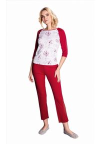 MEWA Lingerie - Długa dwuczęściowa piżama damska Caprise burgund. Materiał: jedwab, materiał, wiskoza, poliamid. Długość: długie