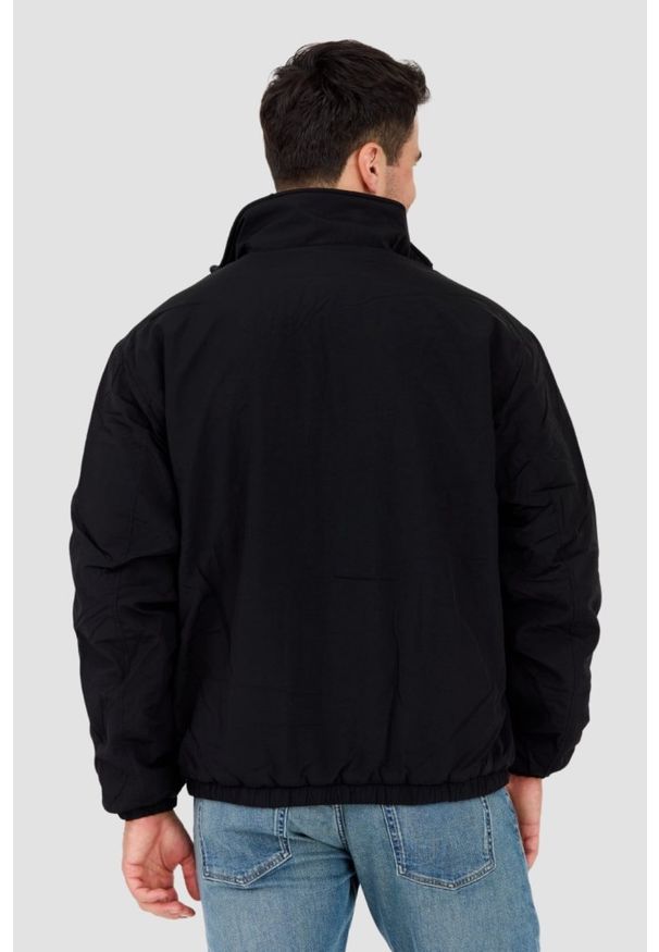 Tommy Jeans - TOMMY JEANS Czarny dwustronny męski bomber z polarem. Kolor: czarny. Materiał: polar. Wzór: jednolity