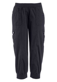 Spodnie "bojówki" 3/4 z wygodnym paskiem bonprix czarny. Kolor: czarny #1