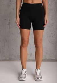 Renee - Czarne Gładkie Szorty Biker Shorts z Bawełny Retusea. Okazja: na spacer, na co dzień. Kolor: czarny. Materiał: bawełna. Długość: krótkie. Wzór: gładki. Styl: casual, sportowy #8