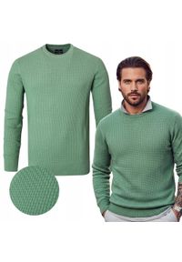 Lekki, Męski Sweter Bawełniany - Pako Jeans - Jasnozielony. Okazja: na spotkanie biznesowe, do pracy. Kolor: zielony. Materiał: bawełna. Styl: biznesowy, klasyczny #7