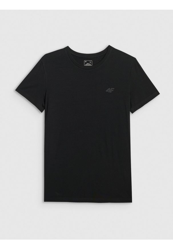 4f - 4F T-shirt slim gładki męski - czarny XXL. Okazja: na co dzień. Kolor: czarny. Materiał: bawełna. Wzór: gładki. Styl: casual