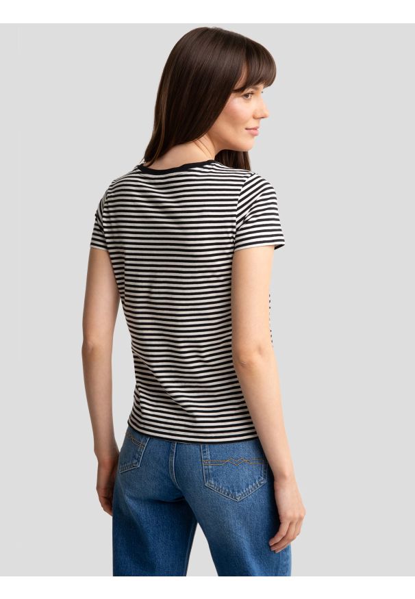 Big-Star - Koszulka damska w paski czarno-biała Zenaida 906. Okazja: na co dzień. Kolor: czarny. Materiał: dzianina, bawełna, jeans. Wzór: paski. Styl: casual