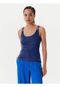 Morgan Top 251-DIDONI Granatowy Slim Fit. Kolor: niebieski. Materiał: wiskoza