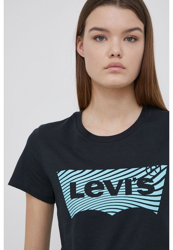 Levi's® - Levi's t-shirt bawełniany kolor czarny. Okazja: na co dzień, na spotkanie biznesowe. Kolor: czarny. Materiał: bawełna. Wzór: nadruk. Styl: biznesowy, casual