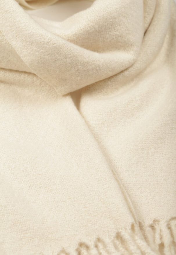 Born2be - Jasnobeżowy Klasyczny Szalik Zdobiony Frędzlami Vetilana. Okazja: do pracy. Kolor: beżowy. Materiał: jeans. Wzór: aplikacja. Styl: klasyczny