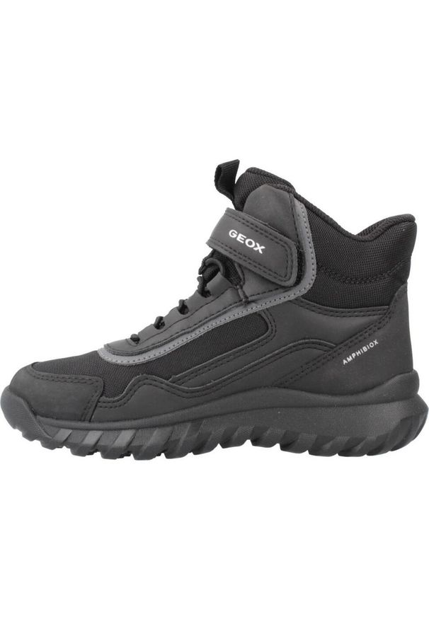 Geox - Buty GEOX J SIMBYOS Czarny. Kolor: czarny, szary, wielokolorowy. Materiał: syntetyk, tkanina. Sport: turystyka piesza