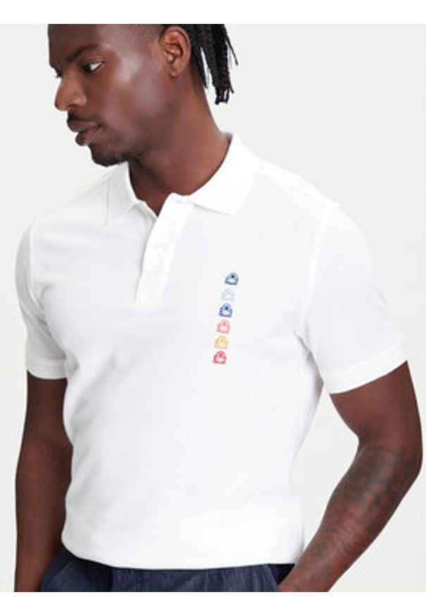 United Colors of Benetton - United Colors Of Benetton Polo 3089U302J Biały Regular Fit. Typ kołnierza: polo. Kolor: biały. Materiał: bawełna