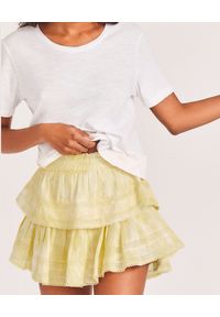 LOVE SHACK FANCY - Żółta mini spódnica Ruffle. Kolor: żółty. Materiał: bawełna, koronka. Wzór: koronka #1