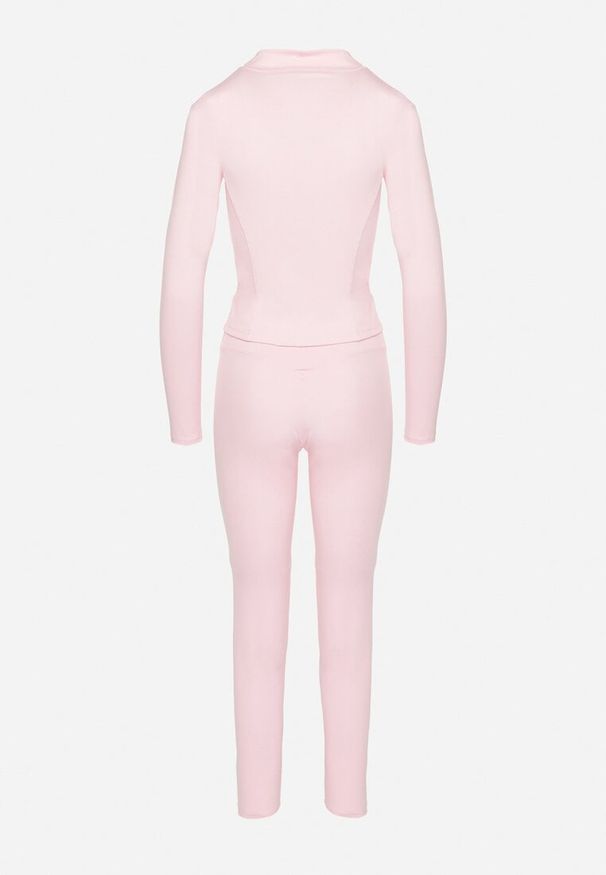 Born2be - Jasnoróżowy Komplet Sportowy Bluza z Wycięciem na Kciuk i Legginsy Redinelle. Kolor: różowy