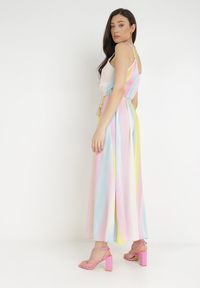 Born2be - Różowo-Żółta Sukienka Phinatea. Kolor: różowy. Długość rękawa: na ramiączkach. Wzór: aplikacja. Sezon: wiosna, lato. Długość: maxi #6