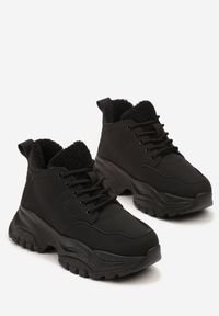 Born2be - Czarne Traperki Sneakersy Vices na Grubej Tłoczonej Platformie Typu Traperki Narrise. Okazja: na co dzień. Kolor: czarny. Materiał: jeans. Obcas: na platformie. Styl: casual #6