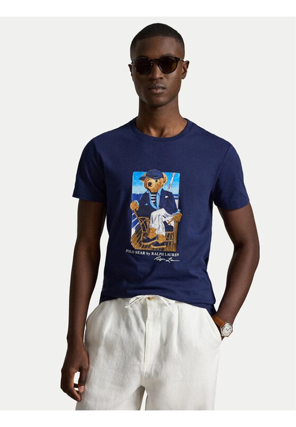Polo Ralph Lauren T-Shirt 710B21964001 Granatowy Regular Fit. Typ kołnierza: polo. Kolor: niebieski. Materiał: bawełna