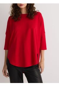 Reserved - Longsleeve z modalem - czerwony. Kolor: czerwony. Materiał: bawełna, dzianina. Długość rękawa: długi rękaw #1