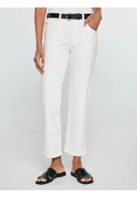 Big-Star - Jeansy damskie z prostą nogawką białe Avril Cropped 818. Okazja: na co dzień. Stan: podwyższony. Kolor: kremowy. Styl: casual, klasyczny #1