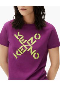 Kenzo - KENZO - Bawełniana koszulka z neonowym logo. Kolor: różowy, wielokolorowy, fioletowy. Materiał: bawełna. Wzór: nadruk. Styl: klasyczny #6