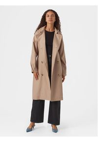 Vero Moda Trencz Doreen 10301287 Beżowy Regular Fit. Kolor: beżowy. Materiał: syntetyk